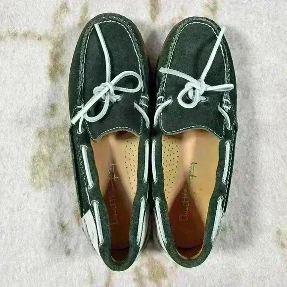 ERNEST HEMINGWAY Boat Dock Casual Shoe Green White Leather Suede Men Size 9 - Picture 10 of 14